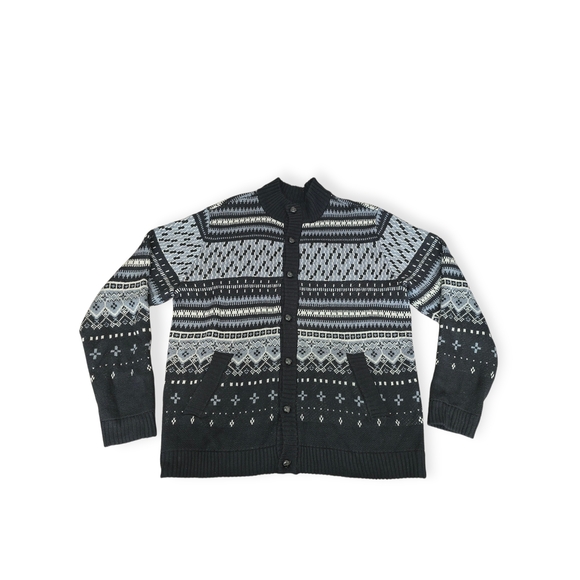 LRG Men's Black and Gray Cardigan Sweater - Picture 3 of 7